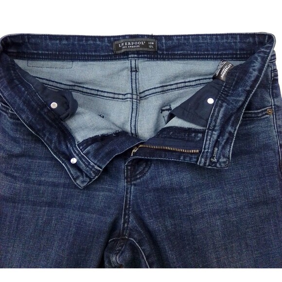 Liver Pool Los Angeles Men's Straight Leg Slim Fit Dark Denim Jeans 33W/32L - Picture 3 of 7